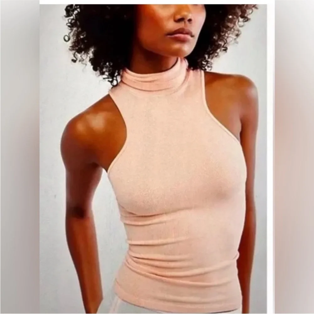 Free People Intimately Always Ready Seamless Turtleneck Tank in Morning sun - Picture 2 of 4